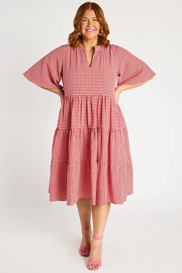 Birdie Gingham Red Dress