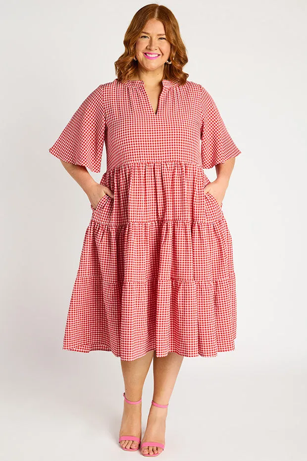 Birdie Gingham Red Dress