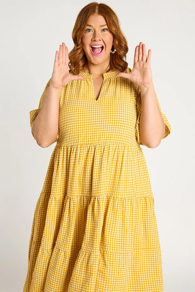 Birdie Gingham Yellow Dress