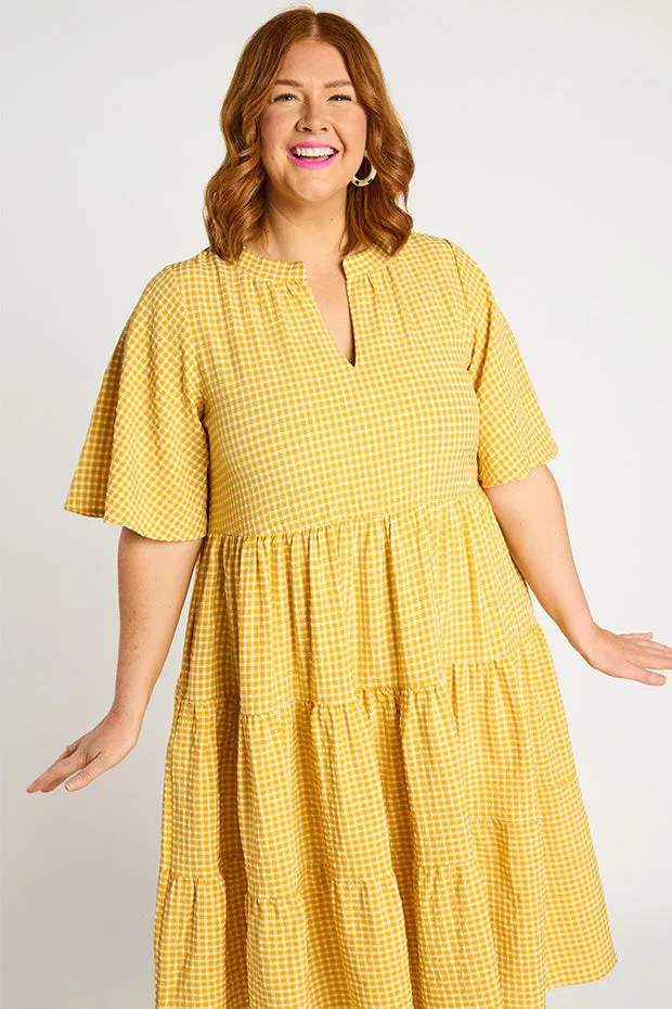 Birdie Gingham Yellow Dress