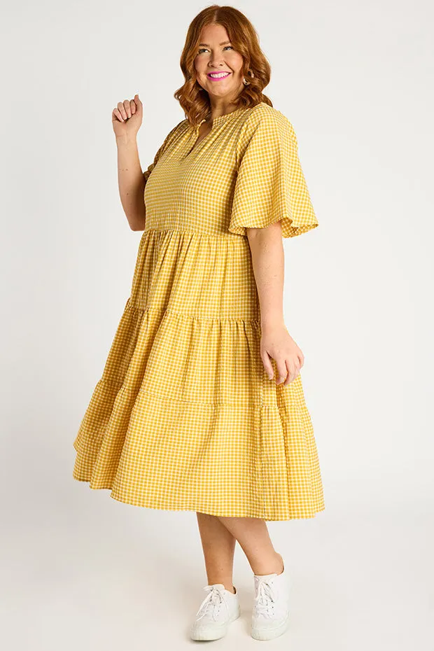 Birdie Gingham Yellow Dress