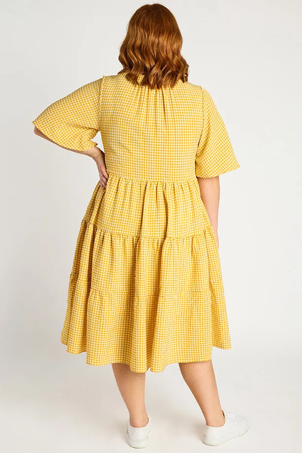 Birdie Gingham Yellow Dress