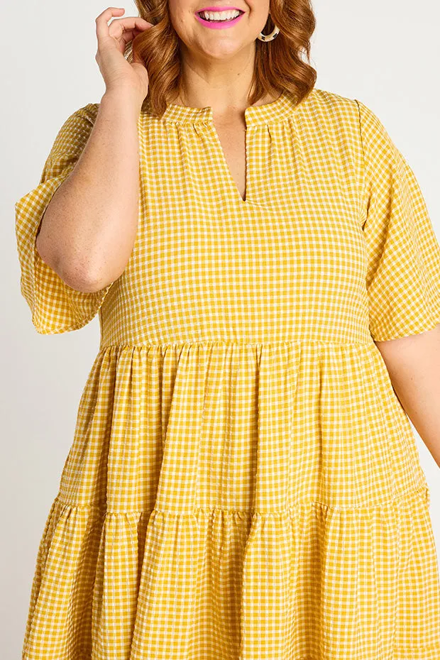 Birdie Gingham Yellow Dress