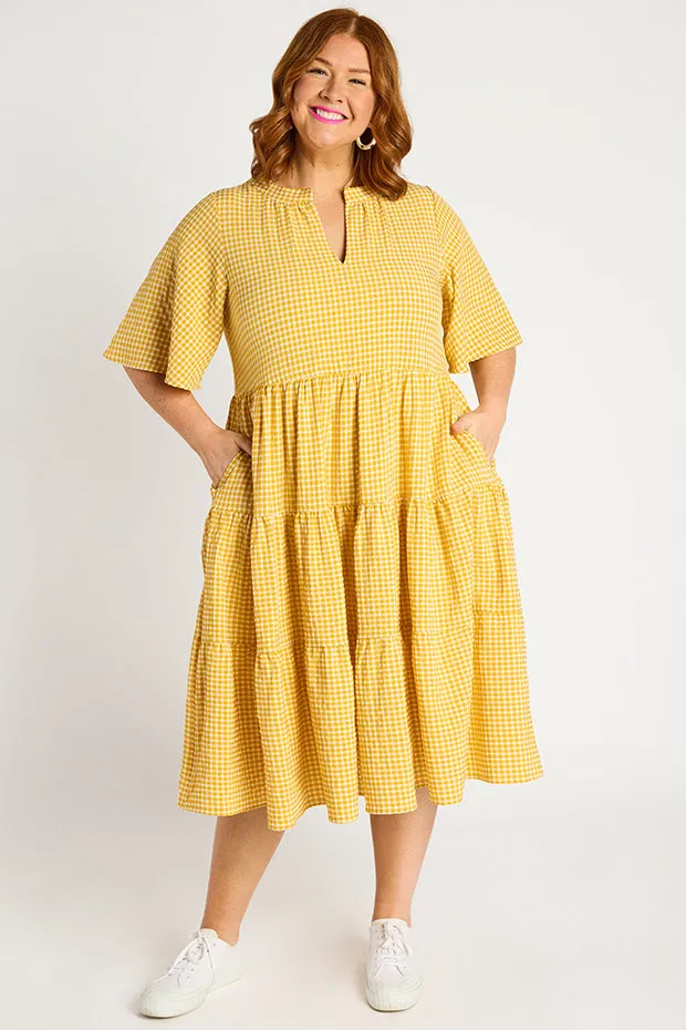 Birdie Gingham Yellow Dress