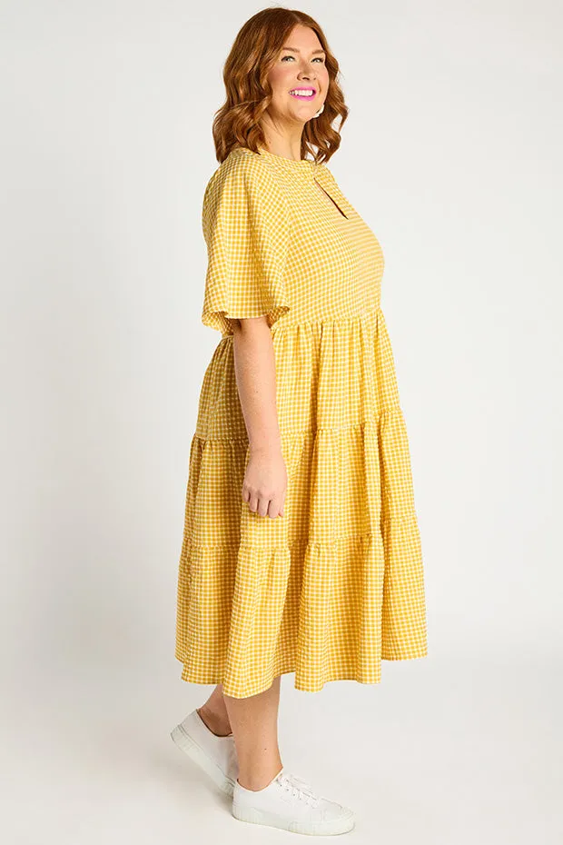 Birdie Gingham Yellow Dress