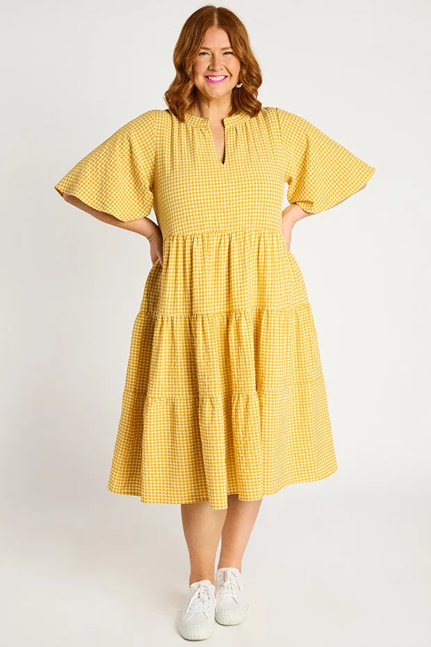 Birdie Gingham Yellow Dress