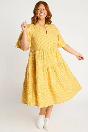 Birdie Gingham Yellow Dress