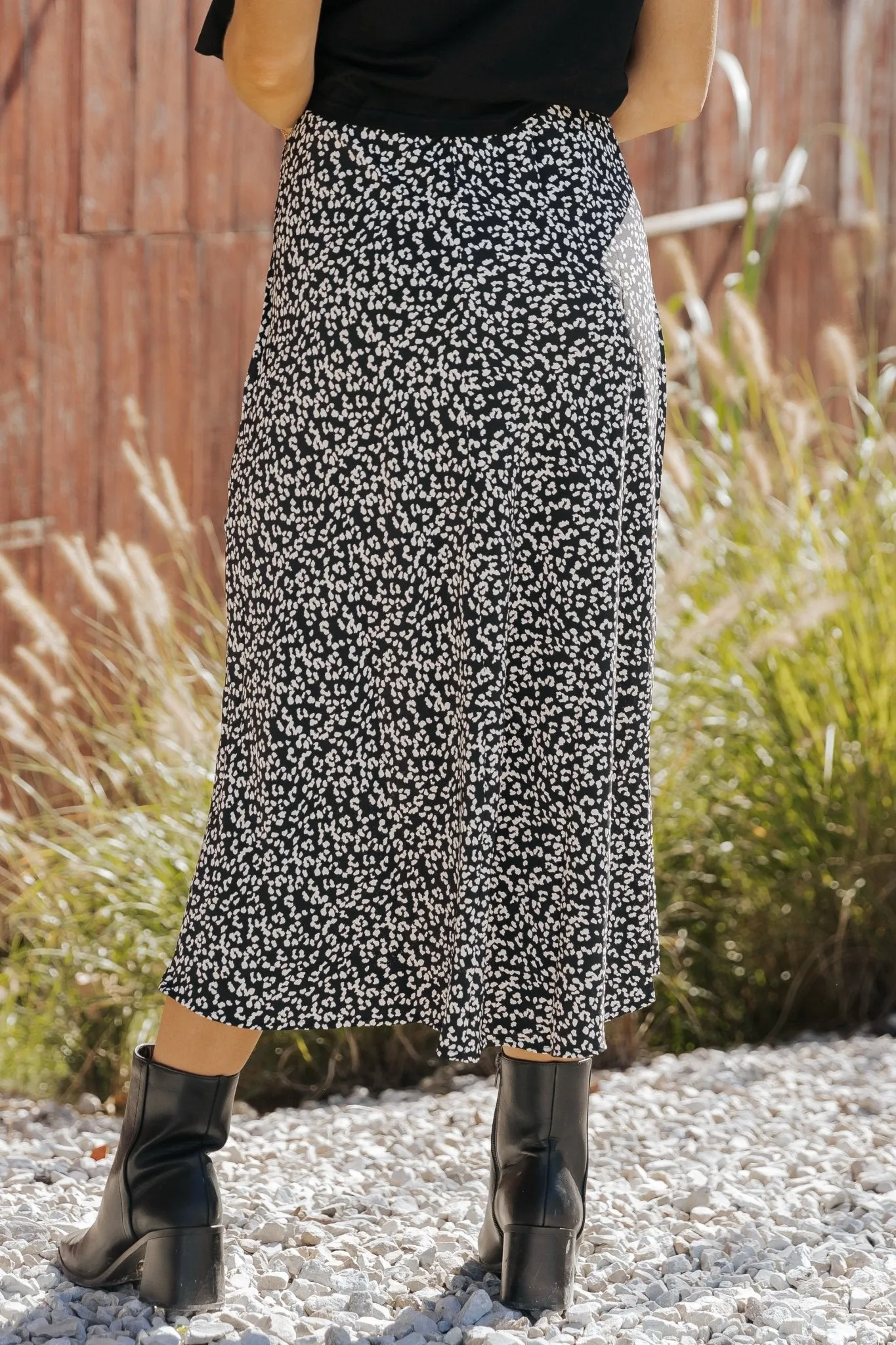 Black Leopard Print Midi Skirt - FINAL SALE