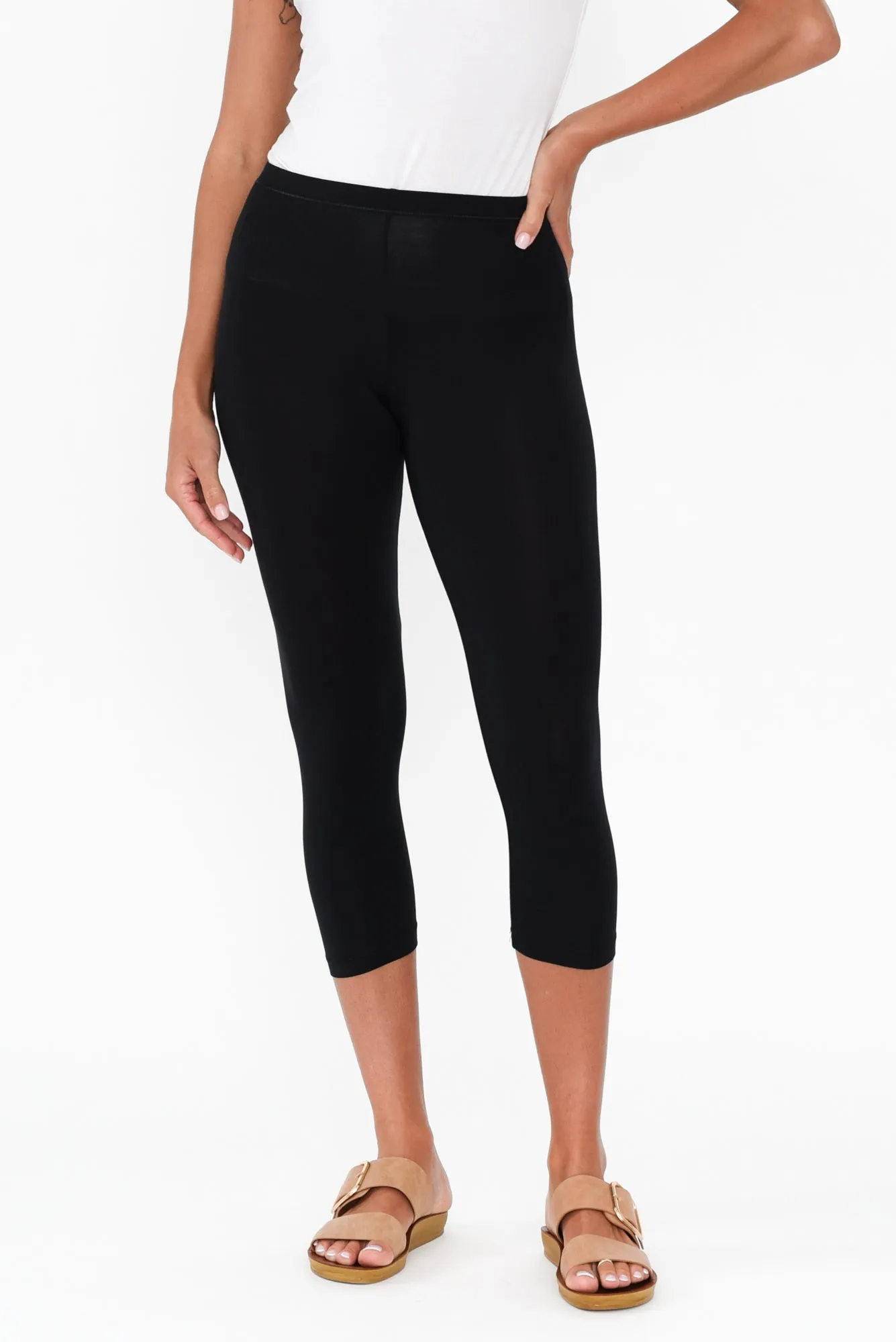 Black Micro Modal 3/4 Leggings