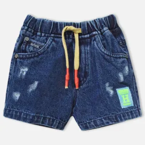 Blue Denim Elasticated Waist Casual Shorts