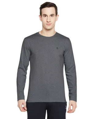 Bodyactive Men Dark Grey Melange Round-Neck T-Shirt-TS101-DGRML