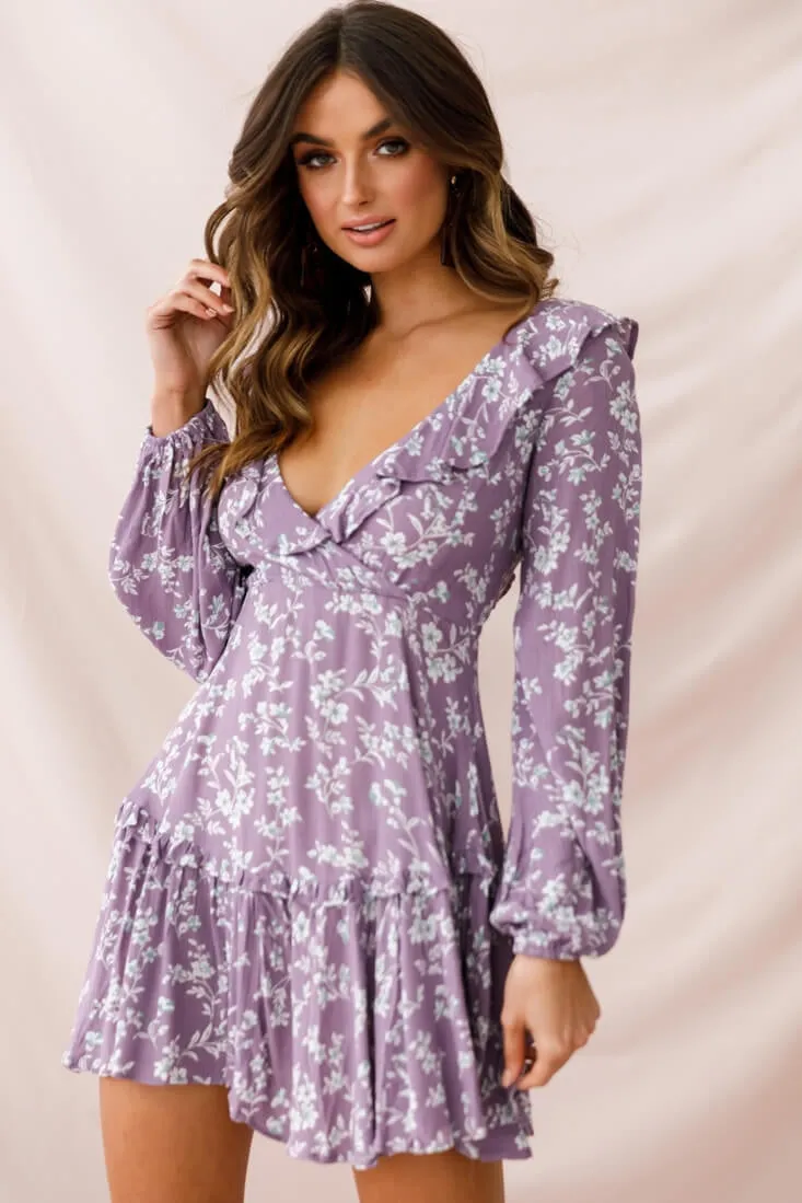 Brentwood Lace Up Babydoll Dress Lilac