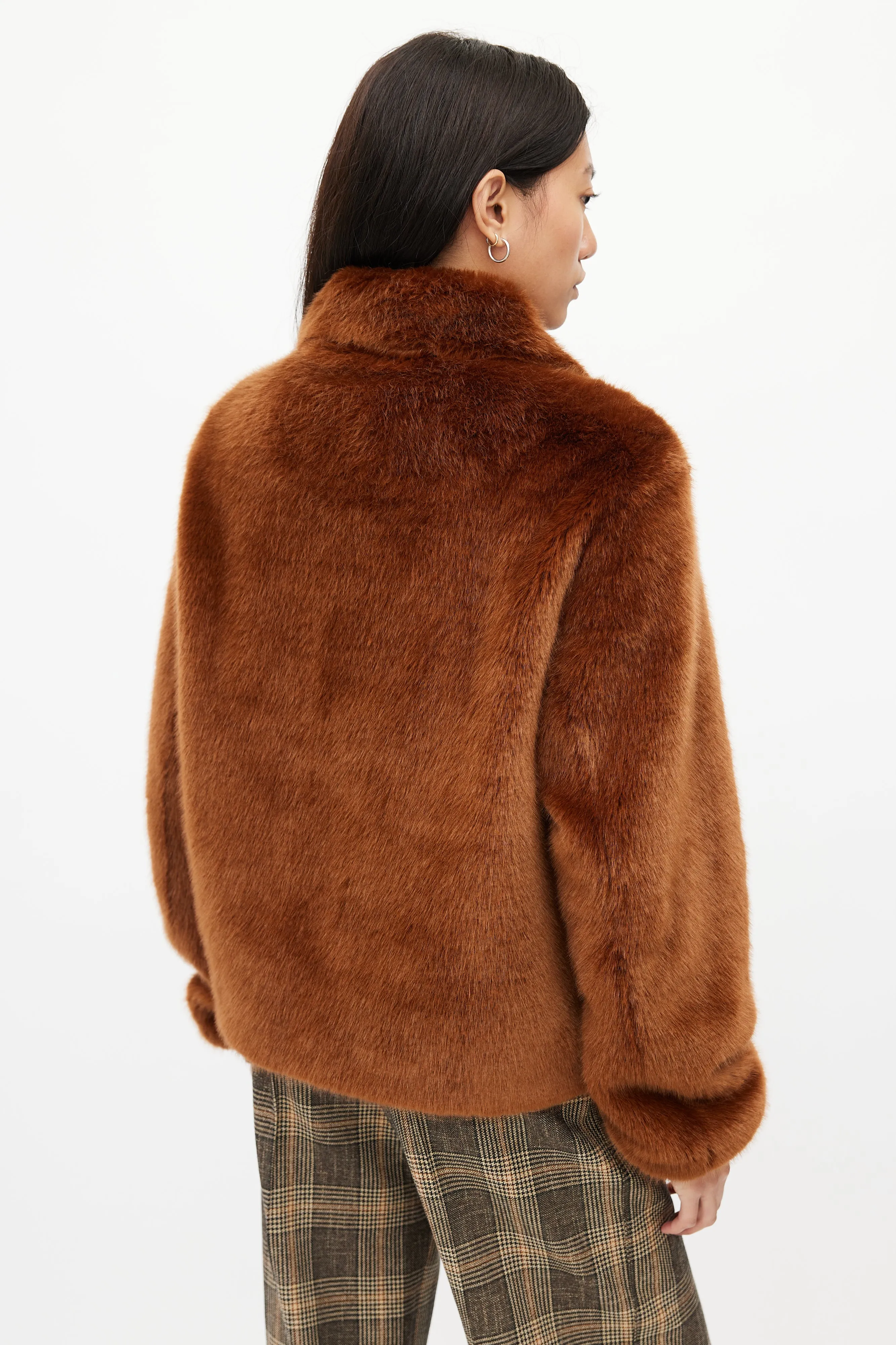 Brown Faux Fur Zip Jacket