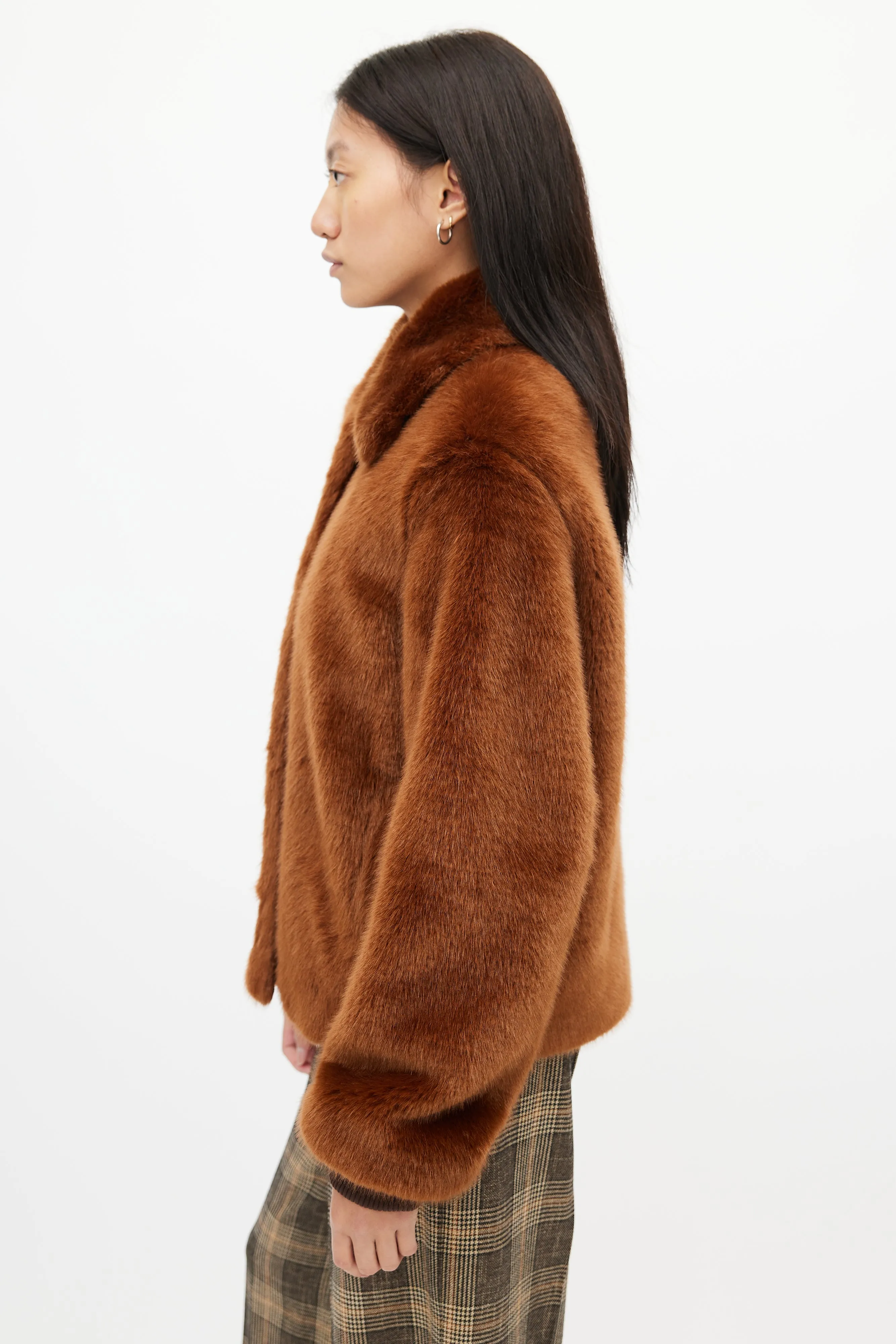 Brown Faux Fur Zip Jacket