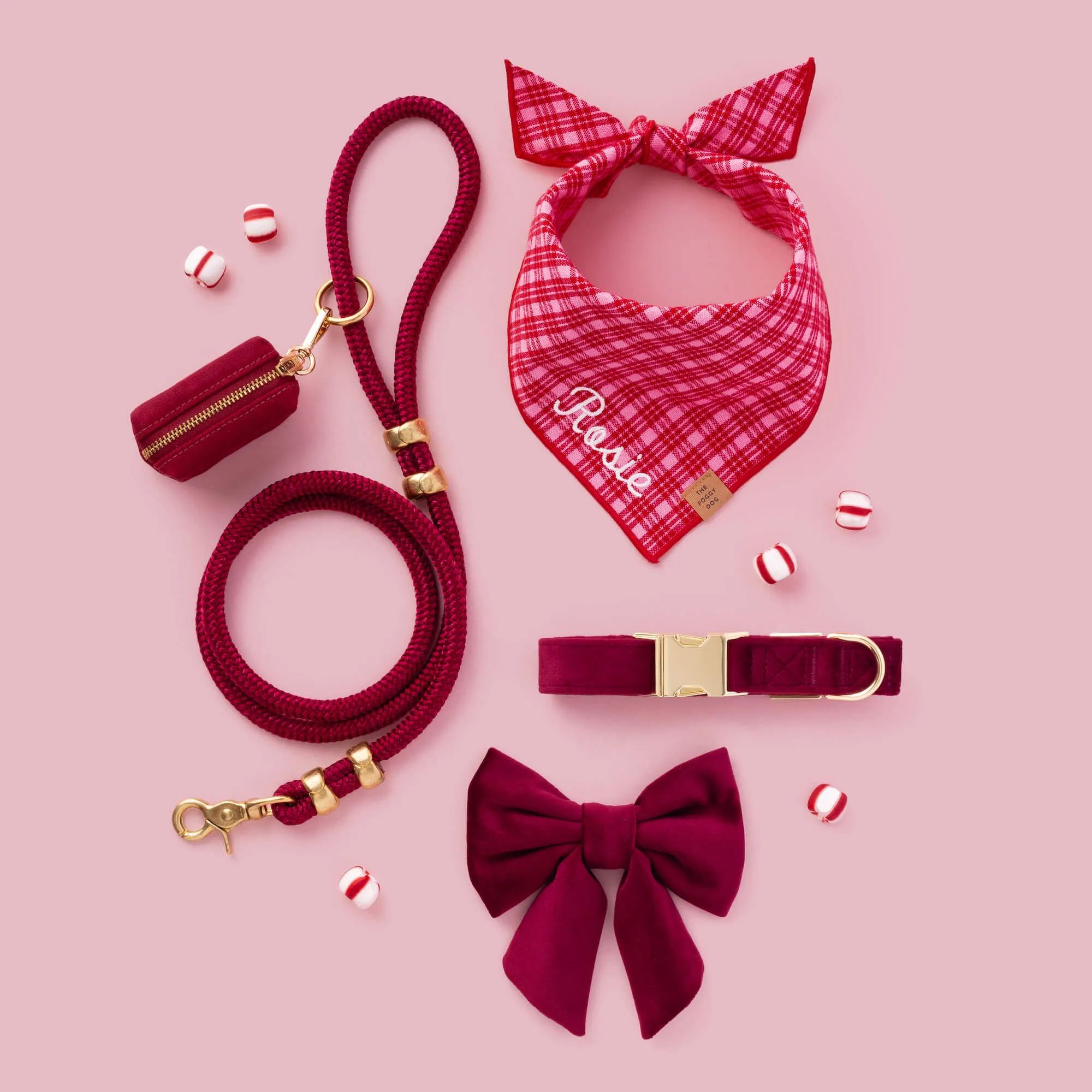 Burgundy Velvet Lady Bow Collar