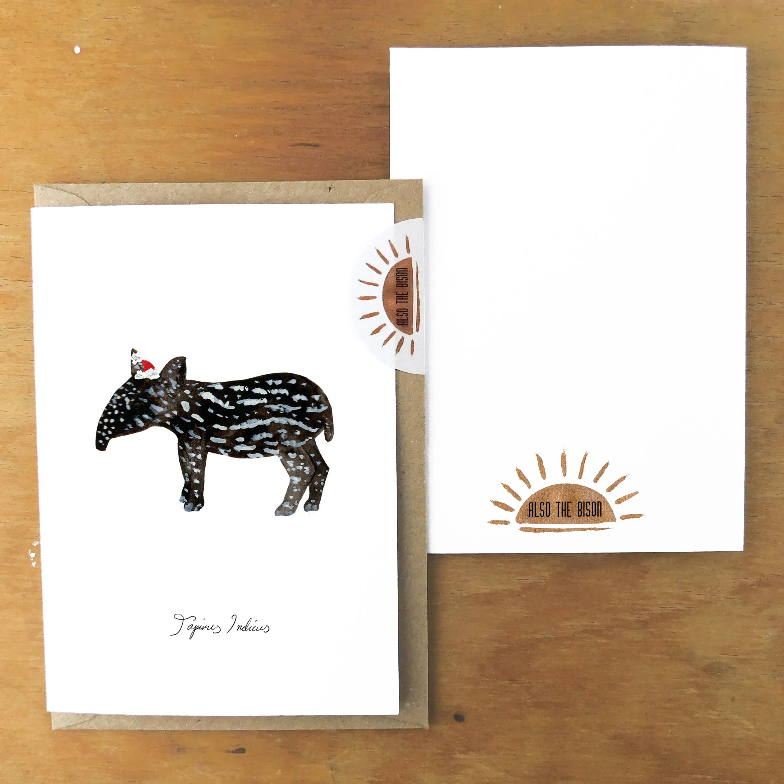 Candle Christmas Tapir Calf Greetings Card