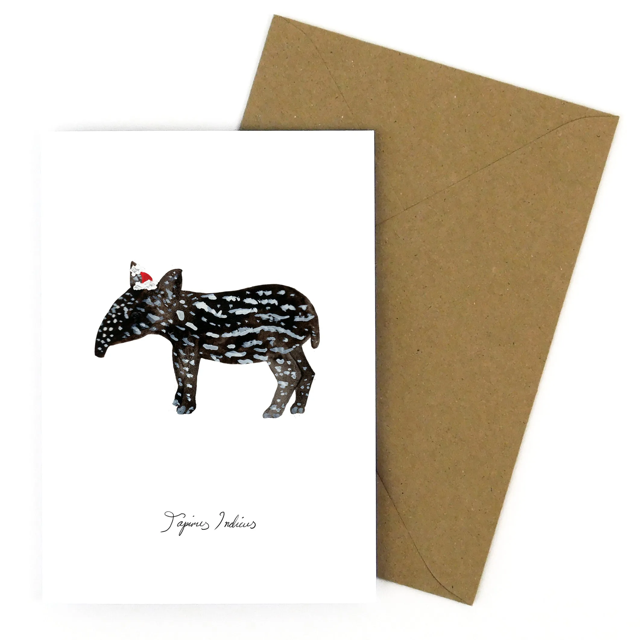 Candle Christmas Tapir Calf Greetings Card