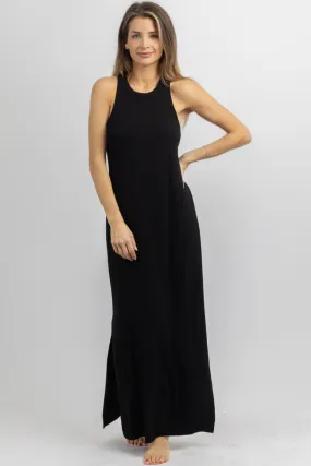 CASJ BLACK RIBBED MAXI DRESS