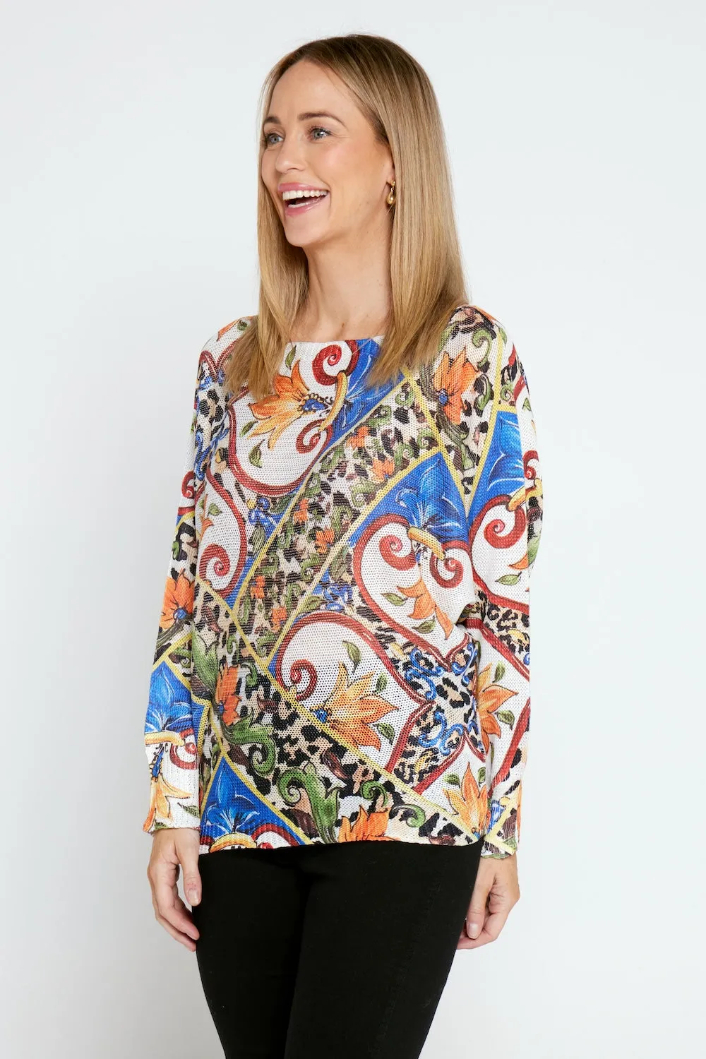 Cassidy Knit Top - Mediterranean Mosaic