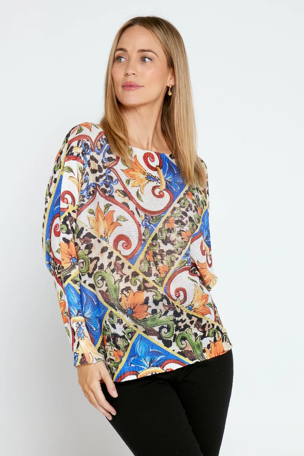 Cassidy Knit Top - Mediterranean Mosaic