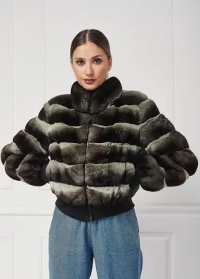 Chinchilla Fur Bomber Jacket