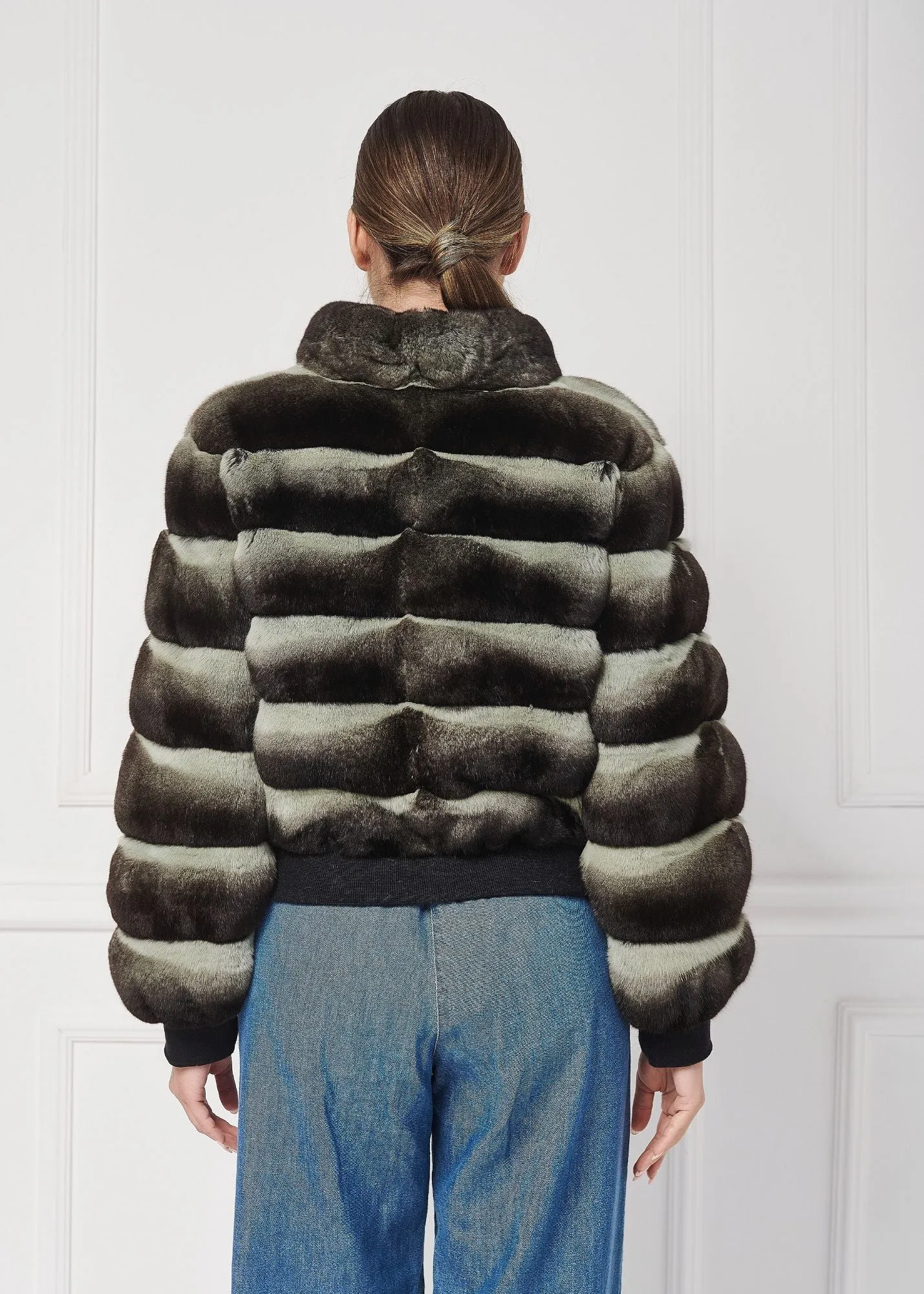 Chinchilla Fur Bomber Jacket