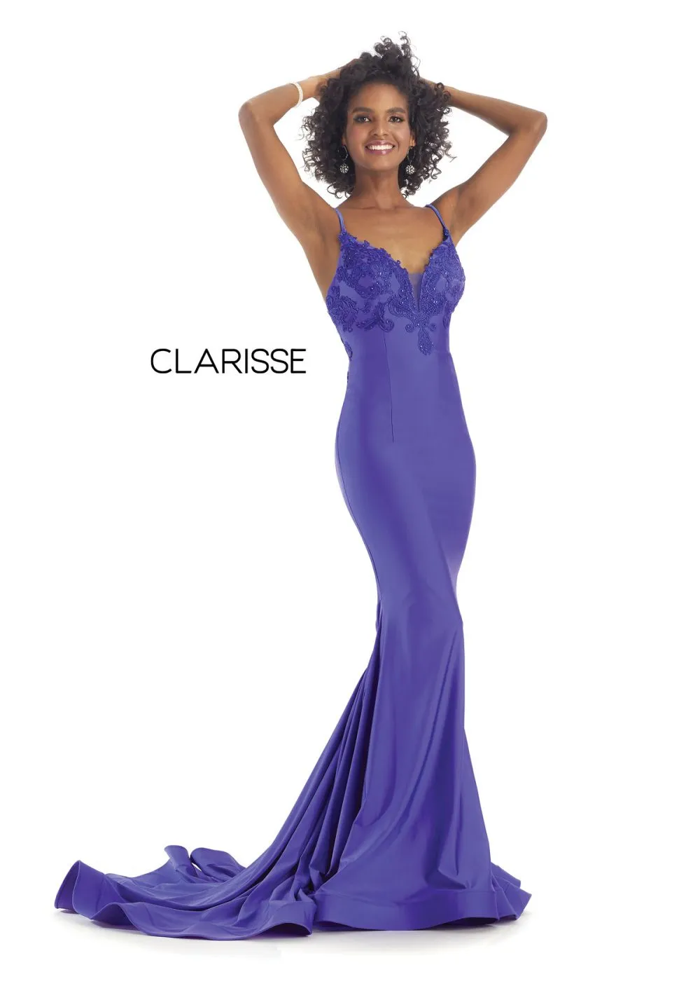 CLARISSE 8207 Blush Fitted Dress with Dramatic Train - Size 6