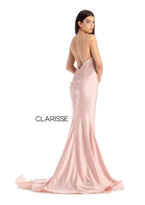 CLARISSE 8207 Blush Fitted Dress with Dramatic Train - Size 6