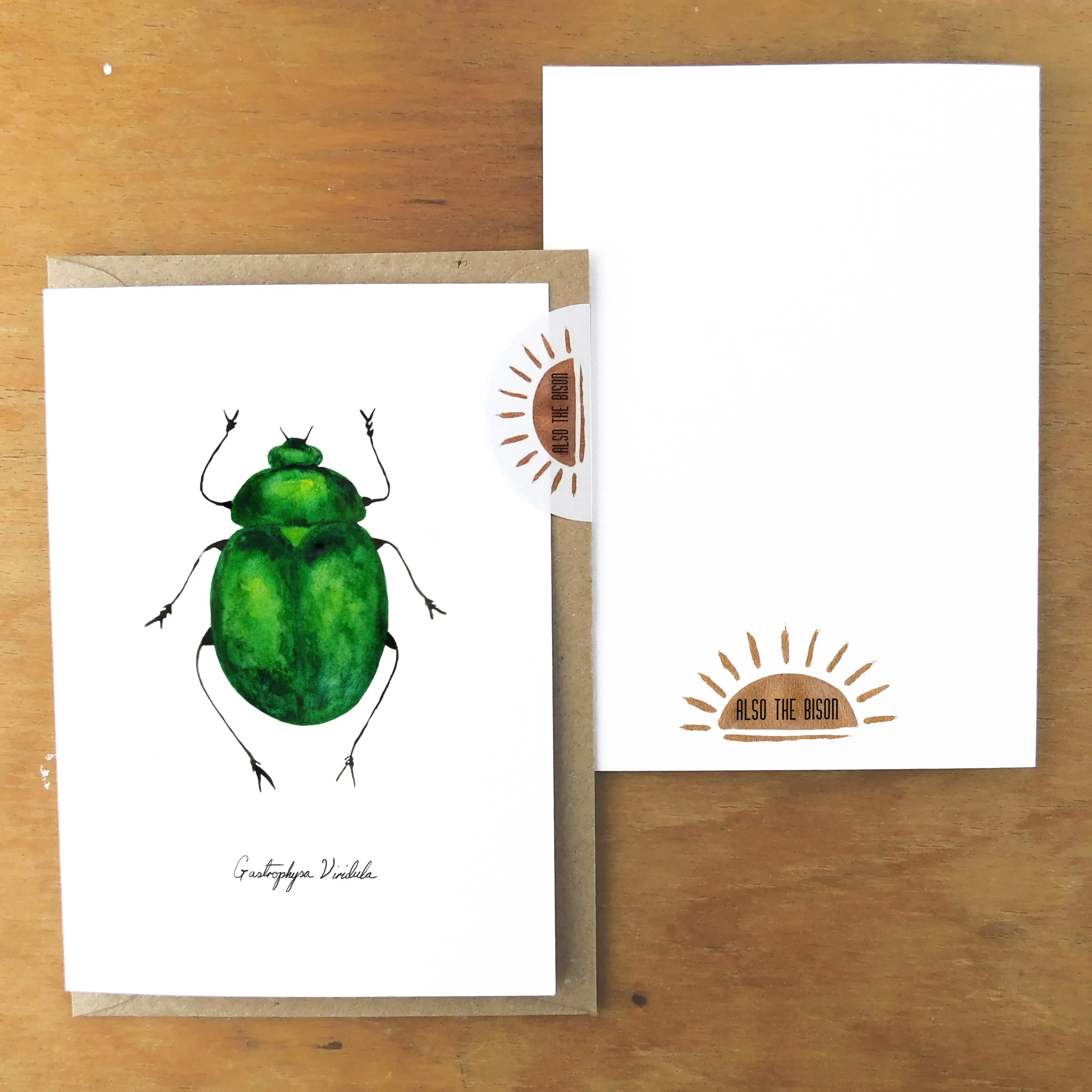 Coleoptera Green Beetle Greetings Card