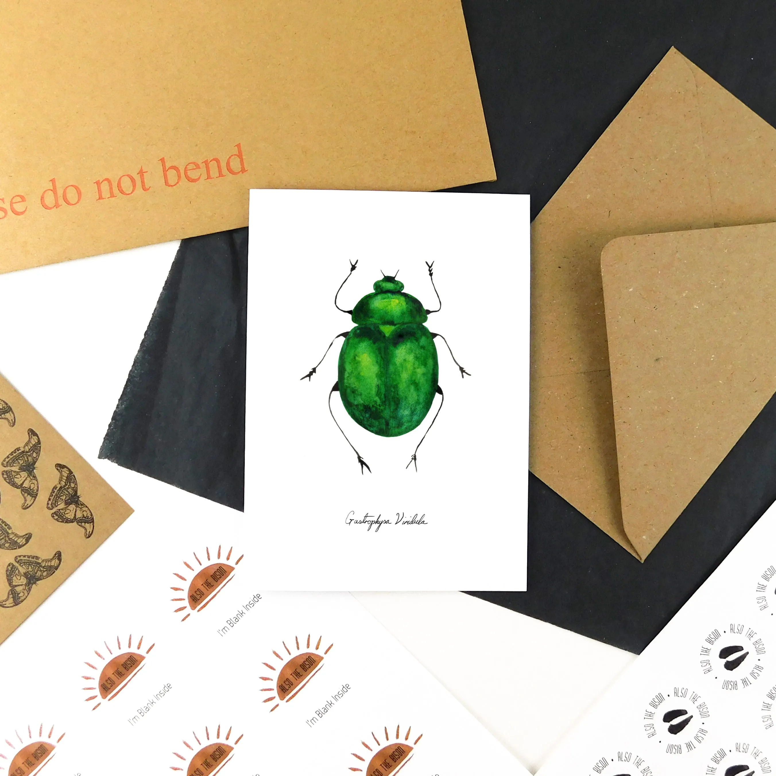 Coleoptera Green Beetle Greetings Card