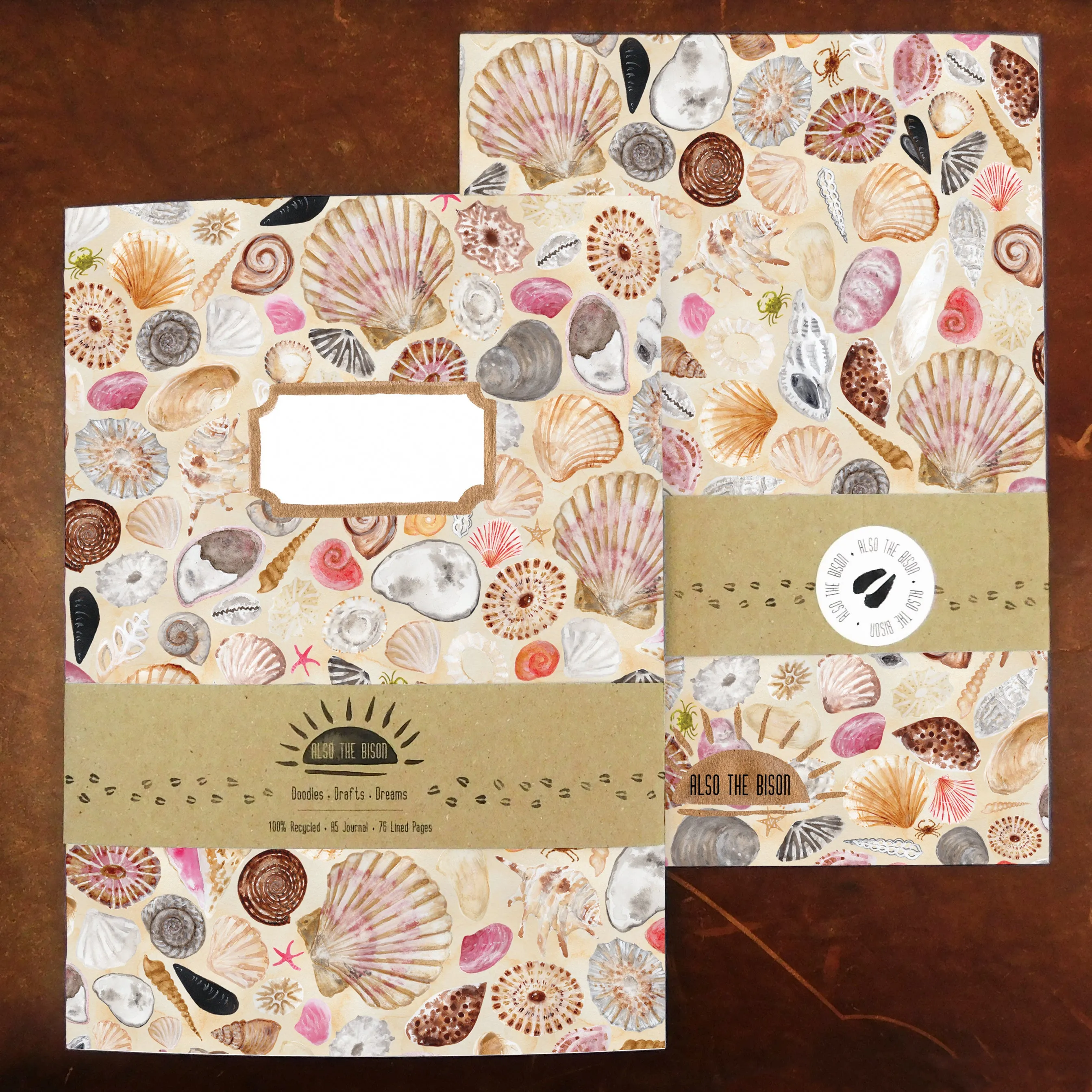 Conchae Seashell Print Lined Journal