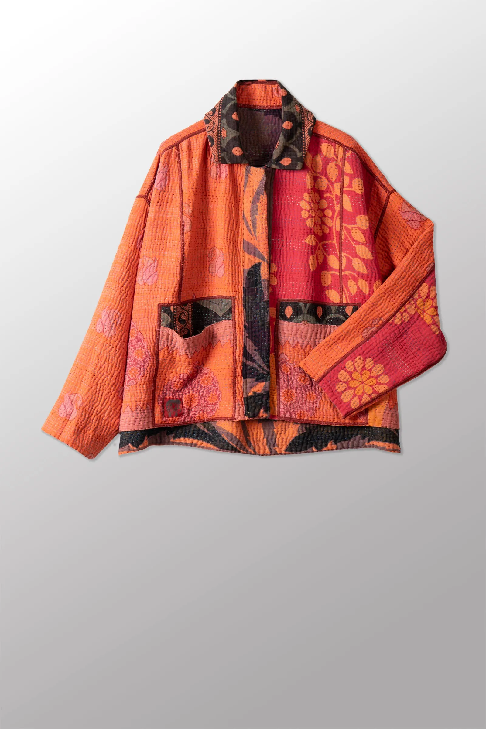 COTTON OVER DYE KANTHA CROPPED SHIRT JACKET - ov4075-corg001a -