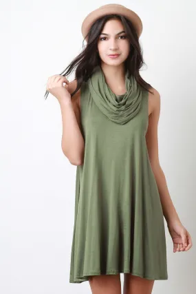 Cowl Neck Sleeveless Shift Dress