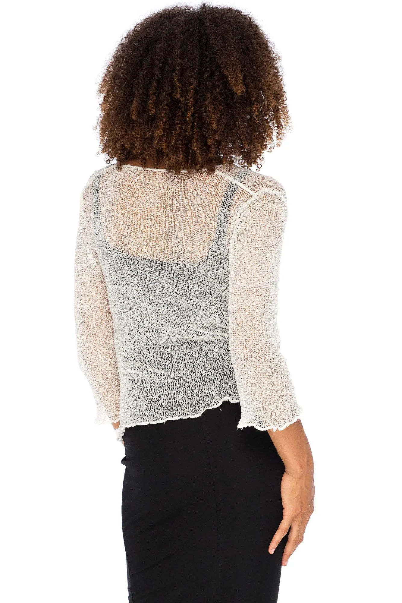 Cropped Bolero Cardigan Shrug with Ties