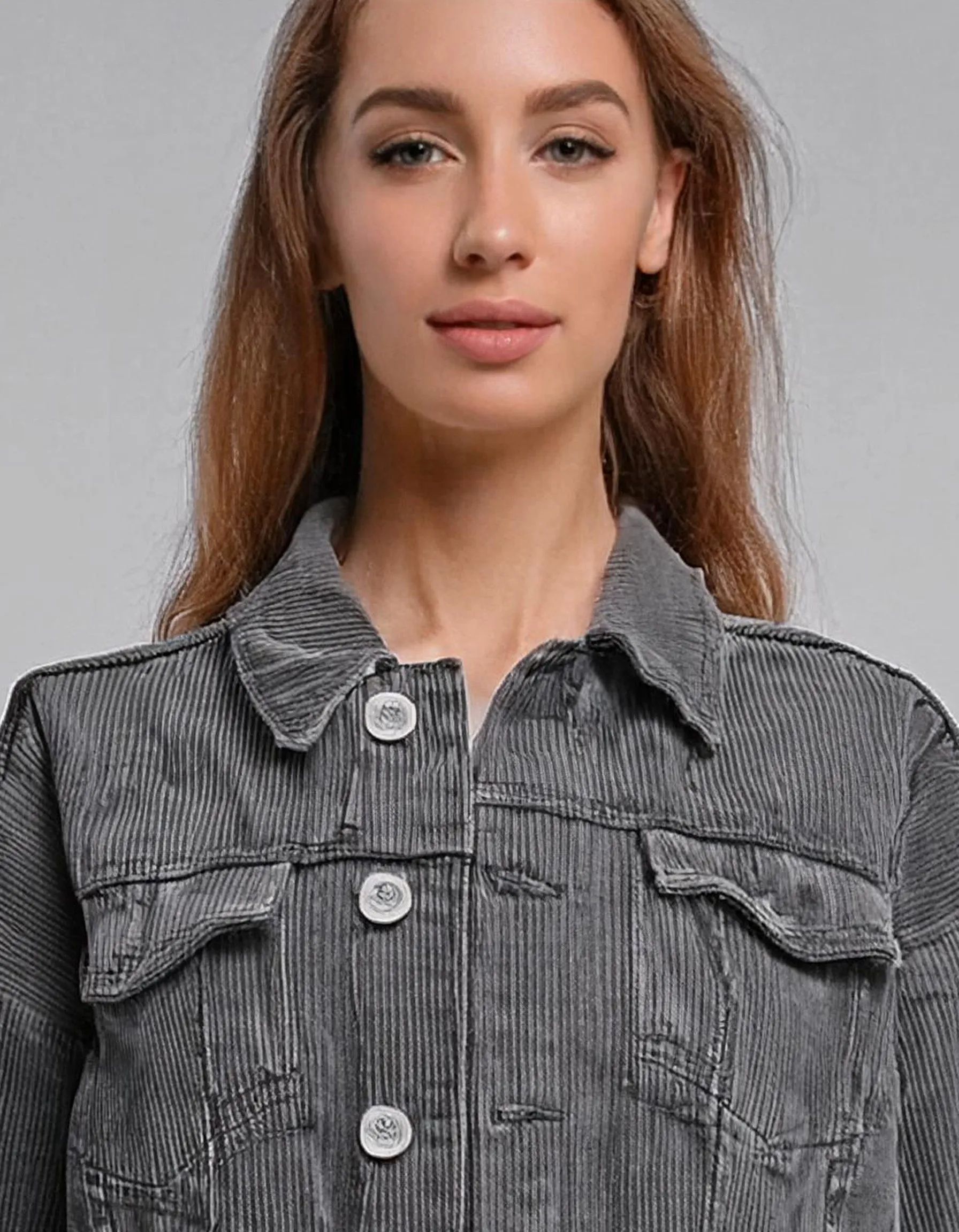 Cropped Gray Denim Jacket