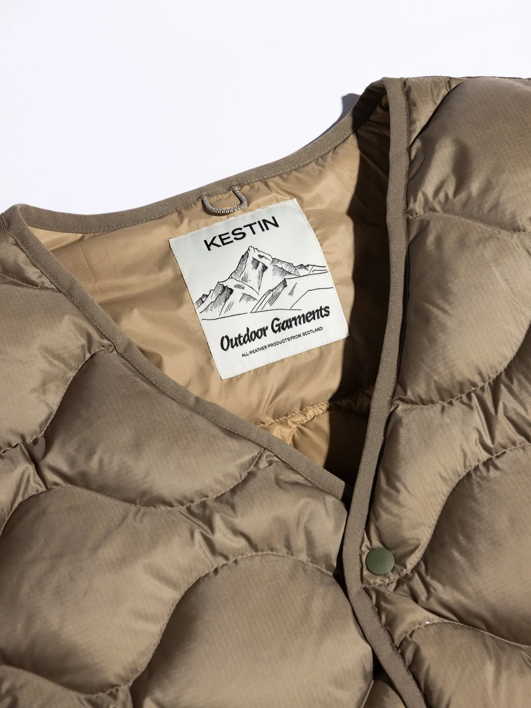 Cuillin Down Vest in Light Olive Recycled Ripstop