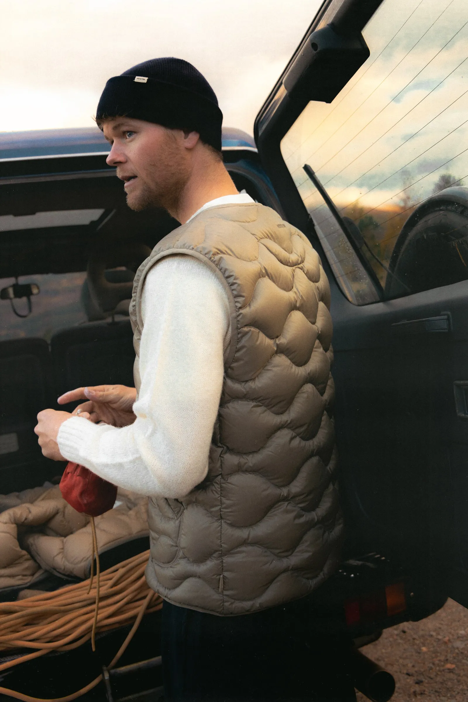 Cuillin Down Vest in Light Olive Recycled Ripstop