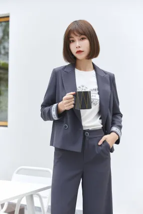 Dark Grey Casual Blazer Suit Top