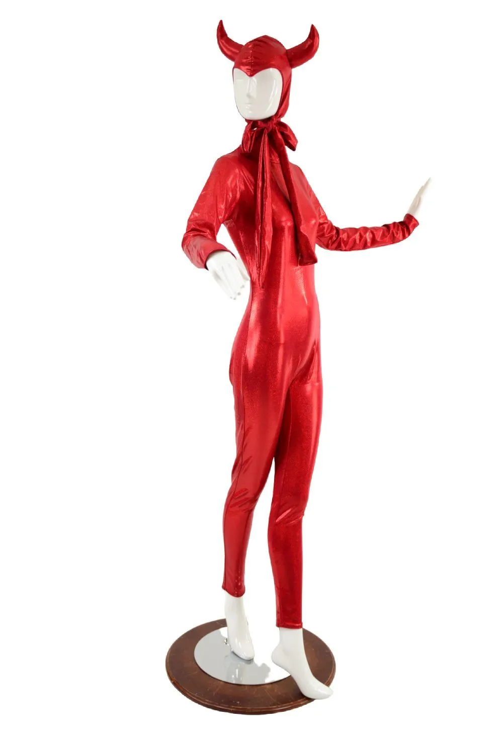 Devil Horned Bonnet & Zipper Back Catsuit Set