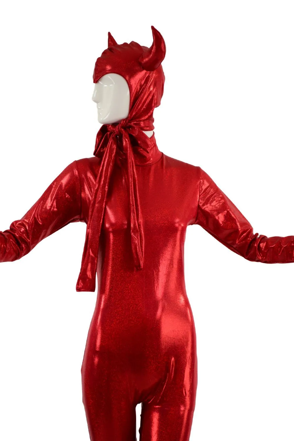 Devil Horned Bonnet & Zipper Back Catsuit Set