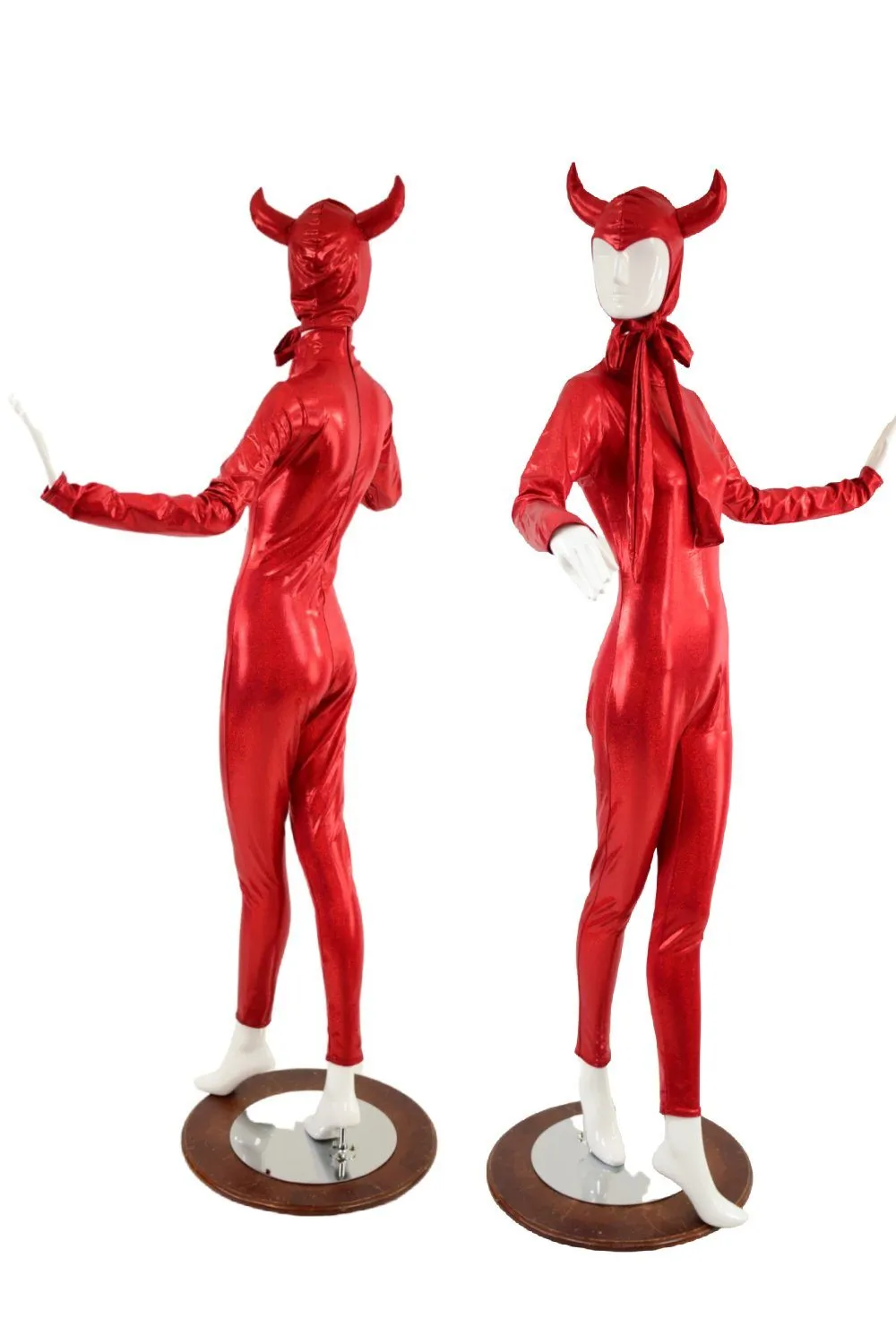 Devil Horned Bonnet & Zipper Back Catsuit Set