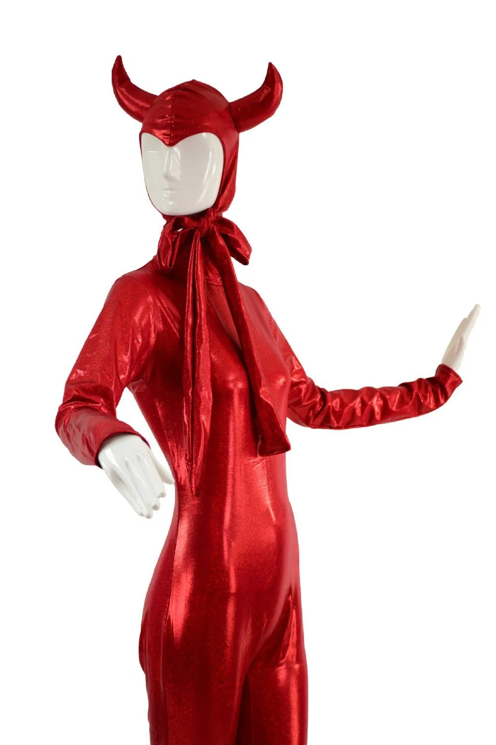 Devil Horned Bonnet & Zipper Back Catsuit Set