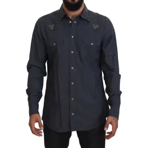 Dolce & Gabbana Elegant Slim-Fit Blue Denim Casual Shirt