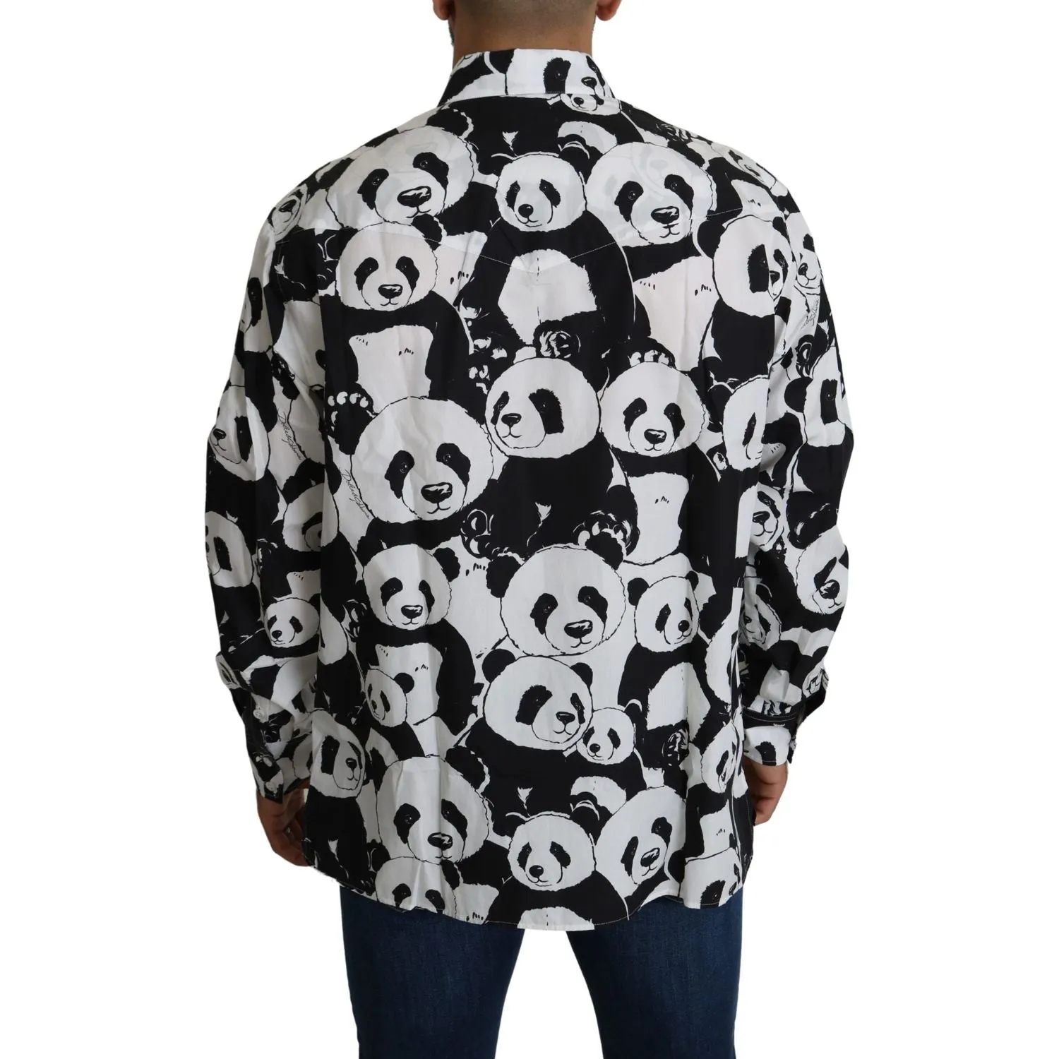 Dolce & Gabbana Panda Print Pure Cotton Shirt - Black White