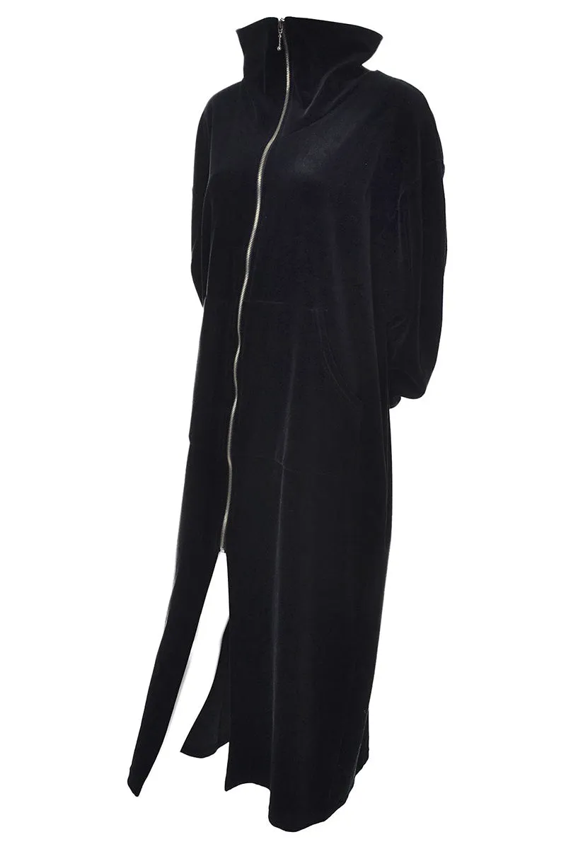 Donna Karan Black Label Plush Vintage Long Robe Zip Front