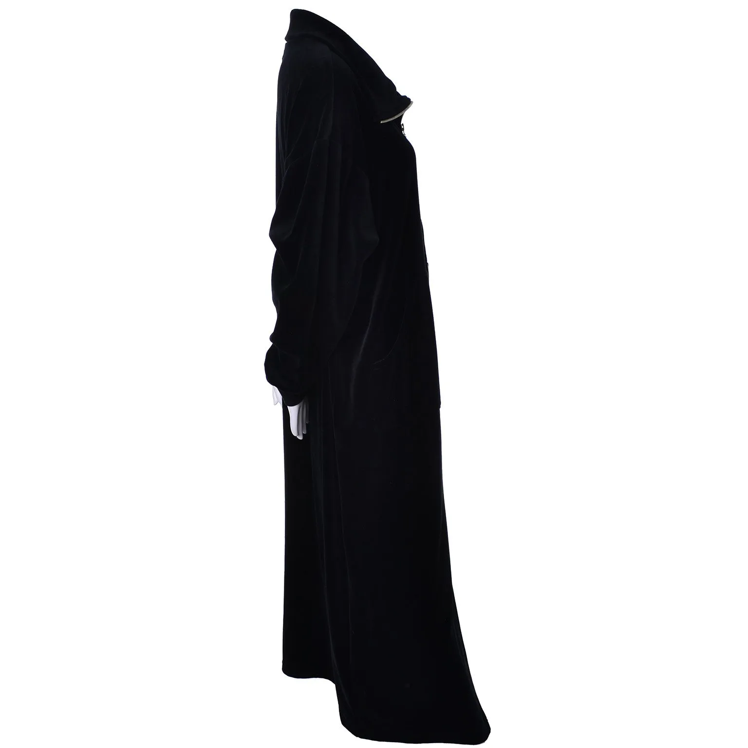 Donna Karan Black Label Plush Vintage Long Robe Zip Front