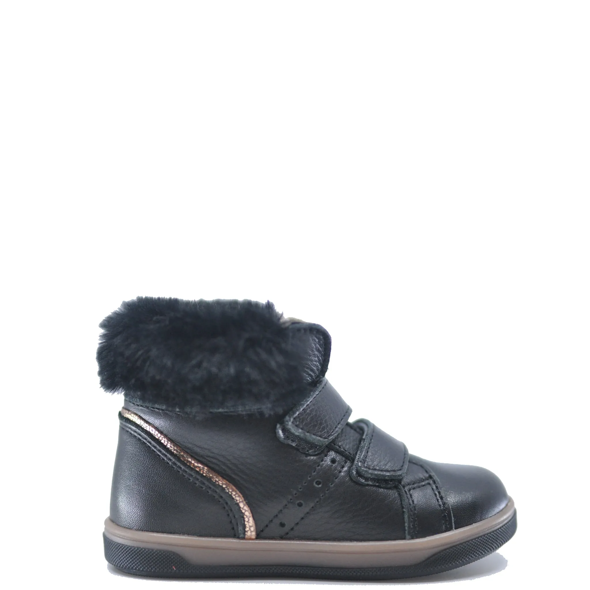 Emel Black Leather and Fur Baby Sneaker