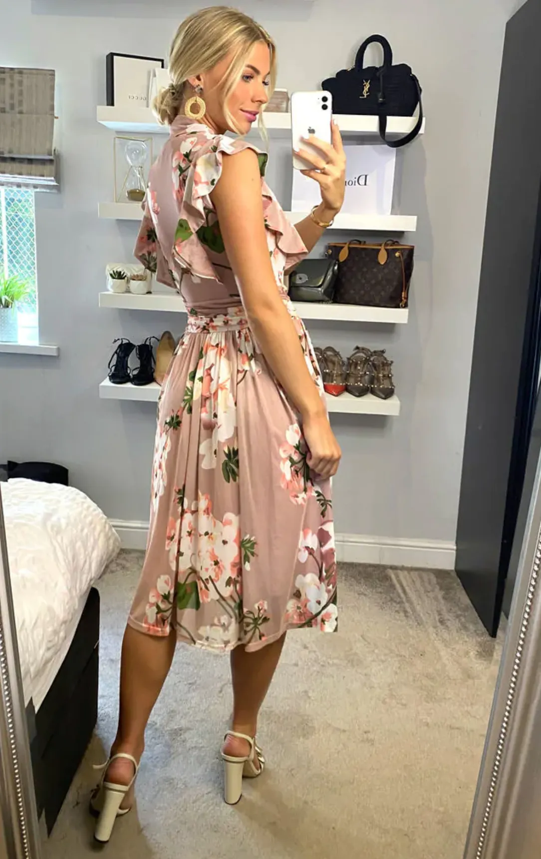 Emily Mesh Dress, Pink Floral