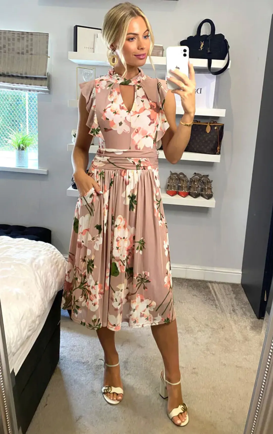 Emily Mesh Dress, Pink Floral