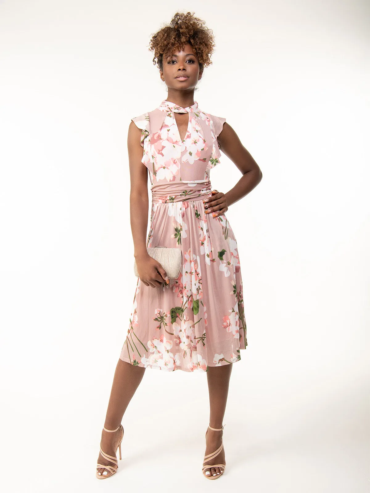 Emily Mesh Dress, Pink Floral